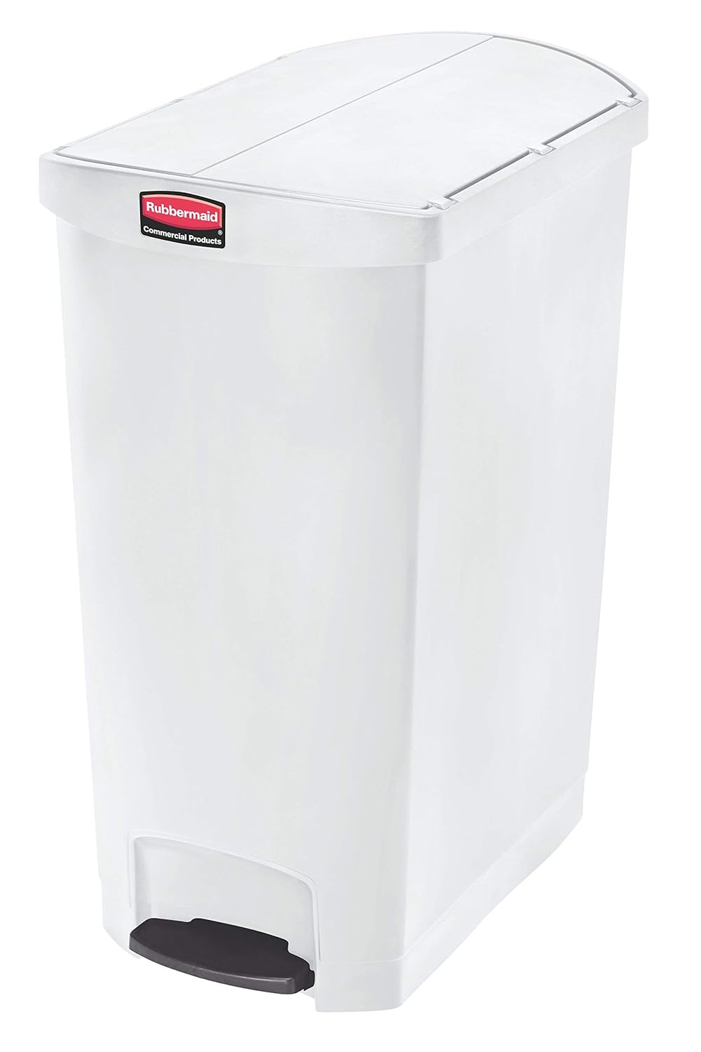 Rubbermaid Commercial Products Slim Jim Step-On Plastic Trash/Garbage Cans, 24 Gallon, Plastic End Step Step-On, White (Renewed)