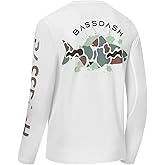 BASSDASH Men’s Graphic Shirts Long Sleeve Fishing Shirt UPF 50+ Moisture Wicking UV Sun Protection FS35M