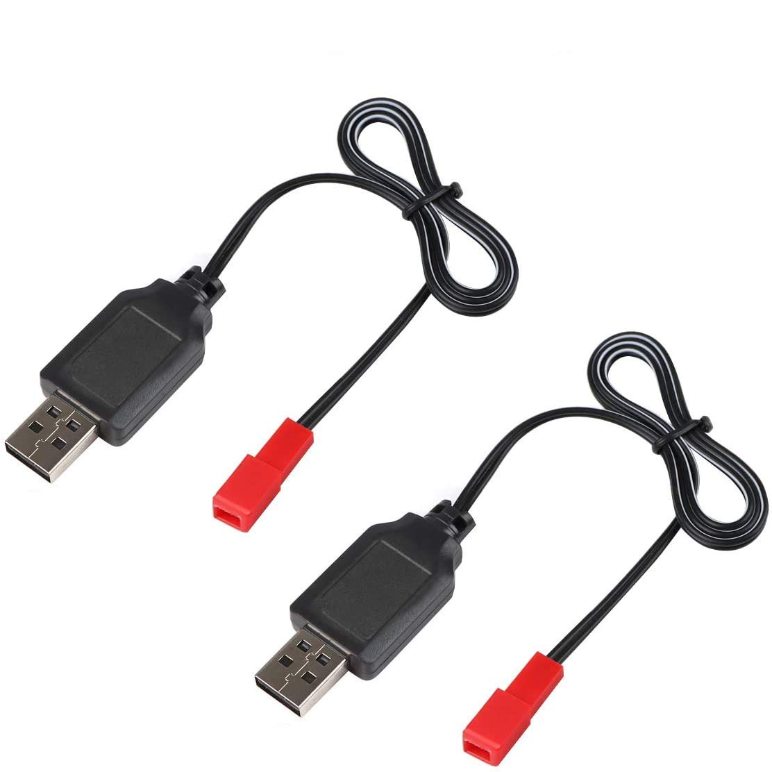 FancyWhoop 2PCS 3.7V Lipo Battery USB Charger Cable JST Plug for RC Car Battery
