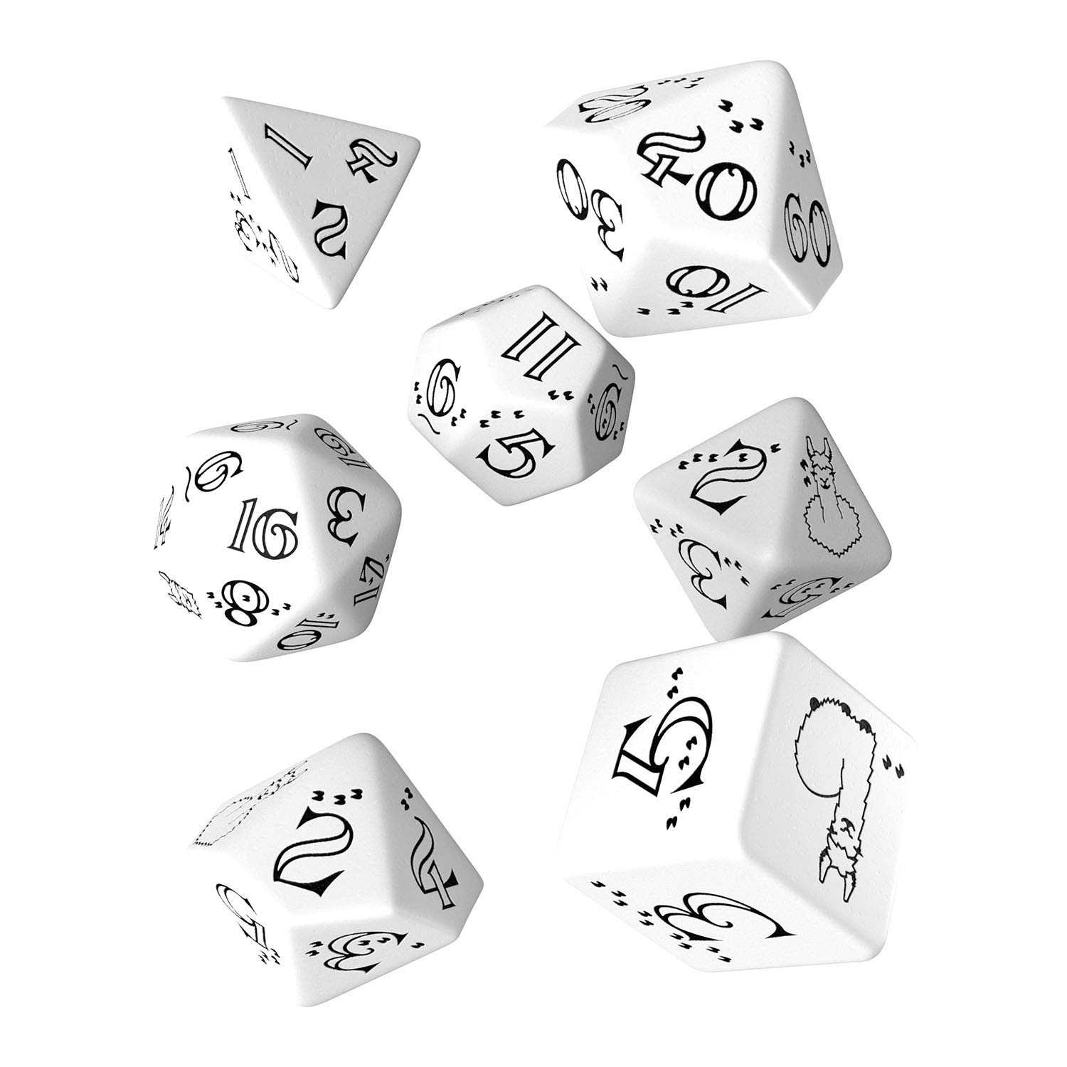 Q WORKSHOP Bright Llama Dice Set (White and black)