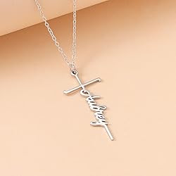 Lcherry Aubrey Name Cross Necklace Personalized