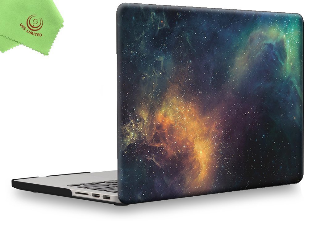 UESWILL Galaxy Pattern Hard Shell Case Compatible with MacBook Pro 13 inch with Retina Display No CD-ROM (Model A1502/A1425, Early 2015/2014/2013/Late 2012), Nebula/Green