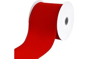 Homeford Christmas Velvet Wired Edge Ribbon, 4-inch, 10-Yard, Bright Red