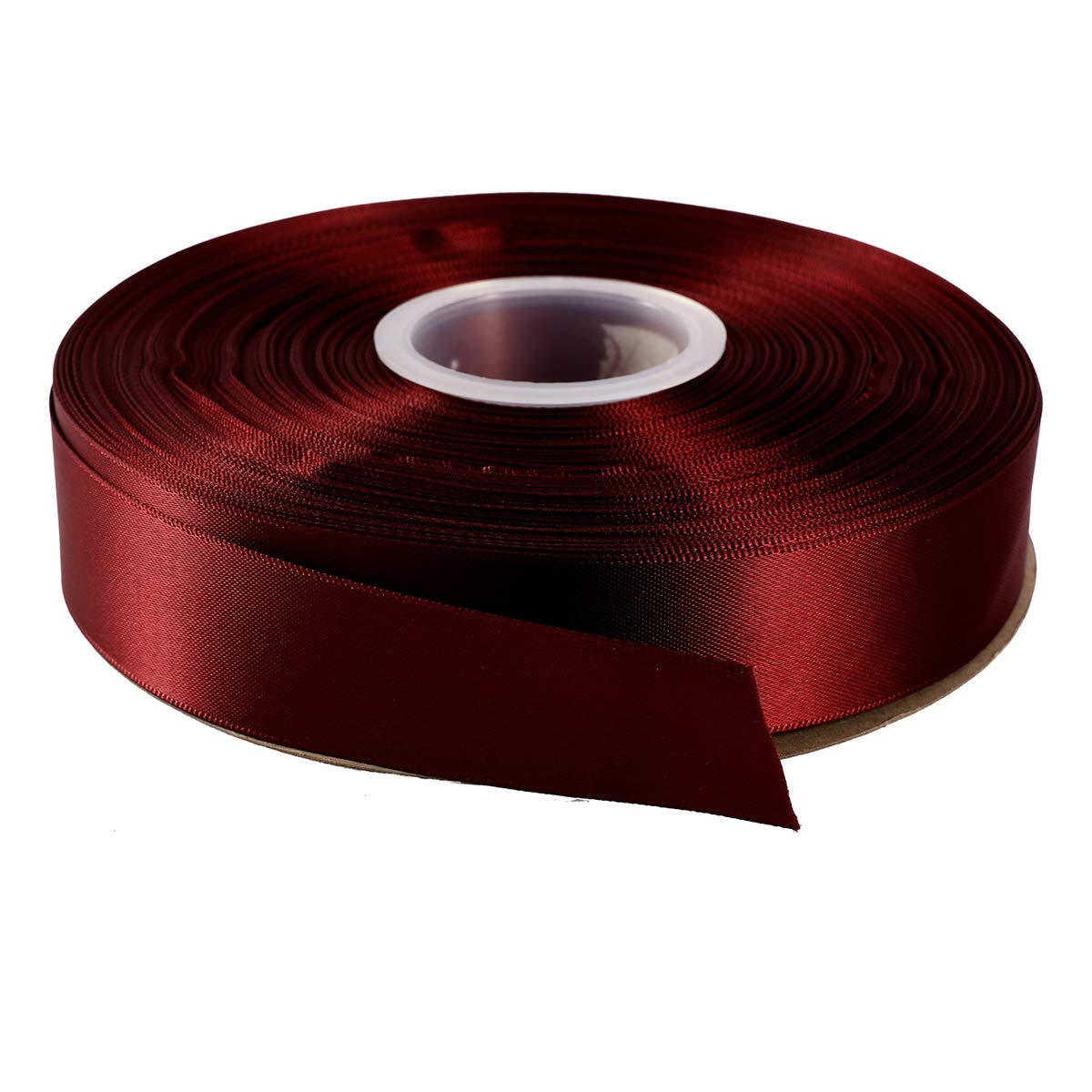 ITIsparkle 25mm Width (1") Double Faced Satin Ribbon 45 Meters (Full Reel) Crafts Gift Wrap Floristry - Burgundy 275# Ribbon — image 1