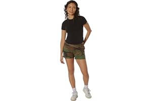 Rothco Women's Woodland Camo Short Shorts, Cotton Spandex Blend Ladies Stretch Shorts