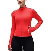 CRZ YOGA Butterluxe Waist Length Jackets for Women - Full Zip Athletic Track Tops with Thumb Holes Pockets