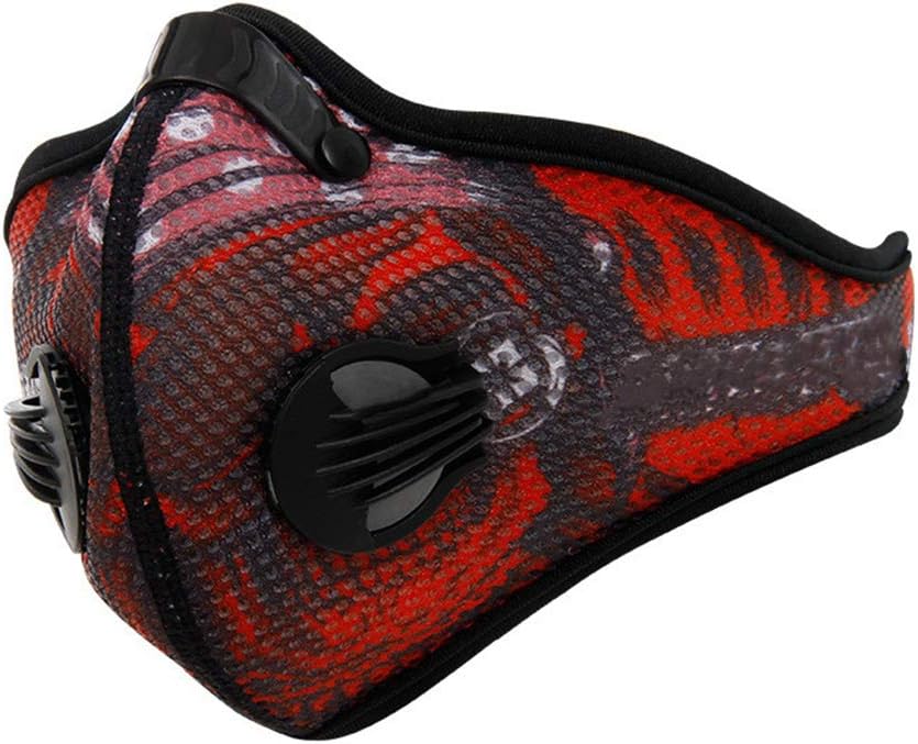 XCBW Dust Mask Respirator,OutdoorAnti-pollution Sports Mask, with Activated Carbon Filter, Protects from Dust, Exhaust Fumes, Pollen Allergy,Red