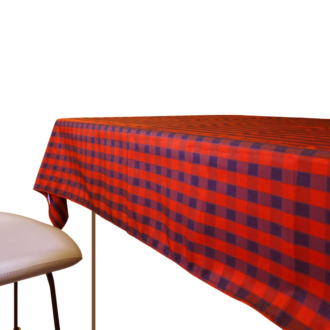 Weavric Checkered Rectangular Tablecloth, 52x114 Inches 132x290cm, Washable Wrinkle Stain Free Gingham for Buffet Table, Outdoor Picnic, Hotel, Restaurant, Party, Holiday, Christmas, Red and Black