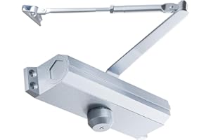 POWAWINI Automatic Door Closer, Self Closing, Adjustable Grade 3 Spring Hydraulic, UL 3 Hour Fire Rated, Medium Duty, Half Million Cycles, Residential and Light Commercial Use, Silver Aluminum