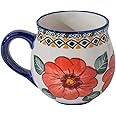 ALMA 12oz Handpainted Red Flower Mug, Great Ceramic Mug For Festival Decor, Microwavable Coffee Mug(Red Passion,Medium)