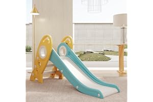 DEER COCO Toddler Slide Indoor Slide for Toddlers 1-3, Baby Slide Playground Toys for Toddlers, Foldable Slides for Kids Slide Freestanding Playset, Play Climber Slide Extra Long Slipping Slope (Green)