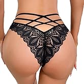 ZZSHLMY Womens Sexy Thongs Lace Panties Underwear Low Rise Plus Size Underpants Pack of 1-3