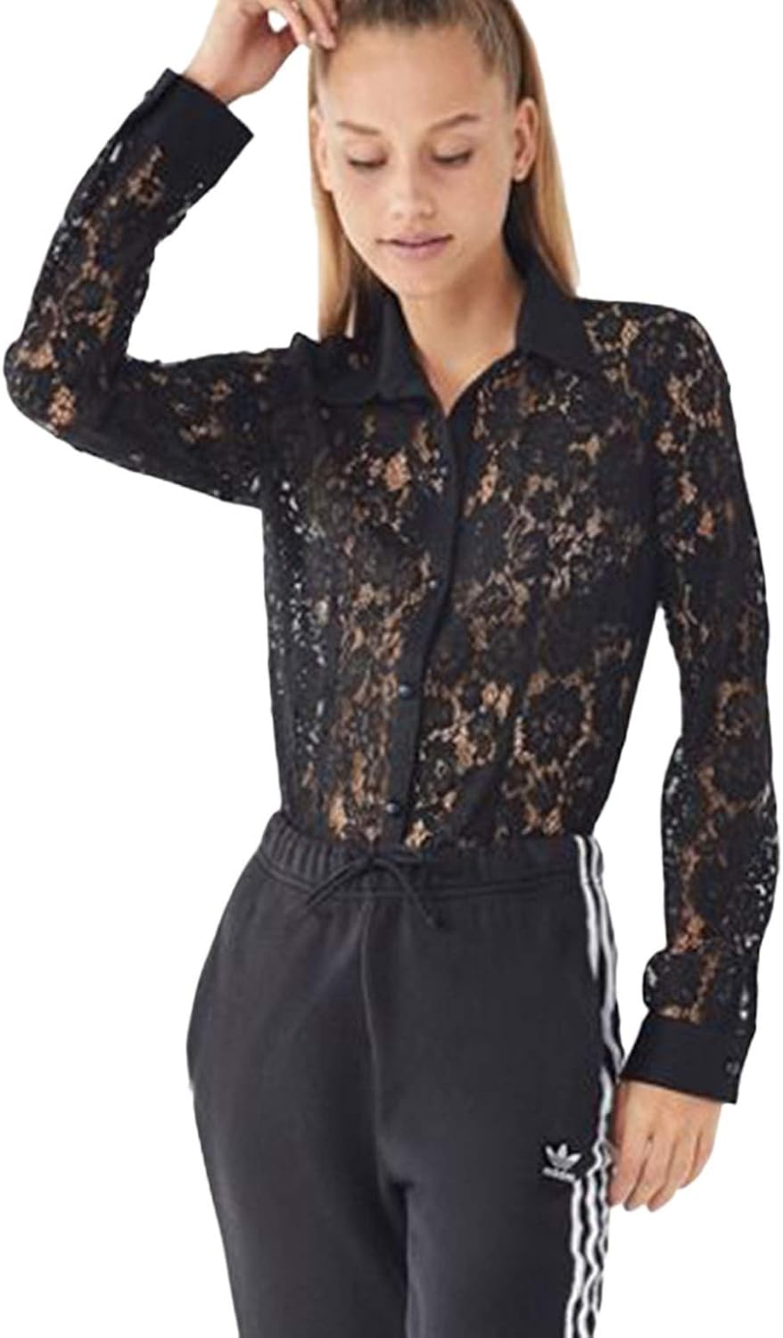 Mesh Oberteil Damen Schwarz - Transparentes Langarmshirt Für Party & Festival