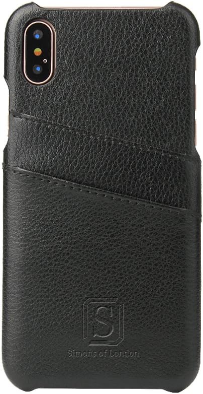 Simons of London iPhone Xs and iPhone X Coated Leather Case with Slots for Bank Cards, Ultra Slim Cases