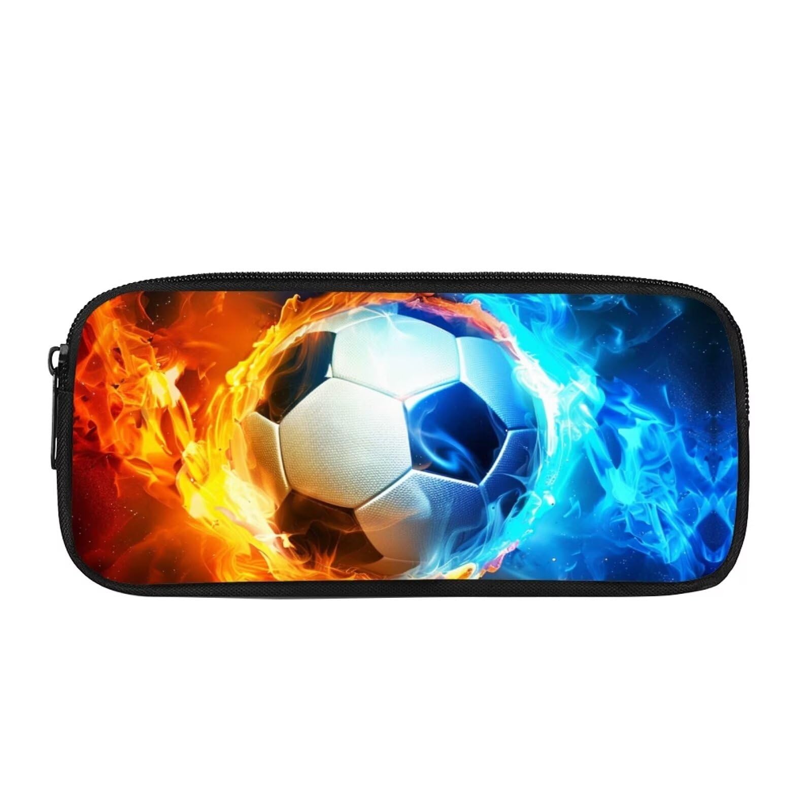 Showudesigns Fire Football Pencil Case Big Capacity Pencil Pen Pouch Bag High Storage Case Middle School College Office Organizer for Kids Boys Girls — image 1