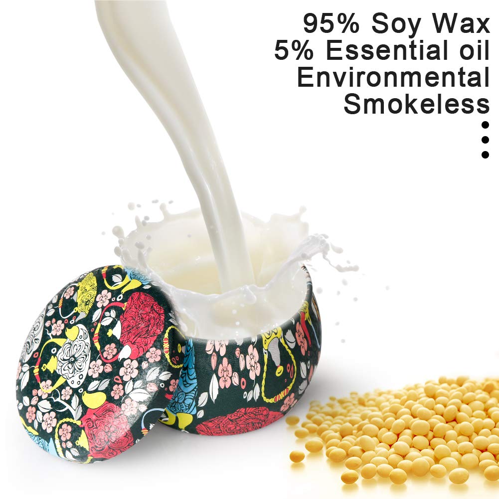 Candles Scented Candles Candle Gift Set 4 Iron Pots Natural Soy Wax Flowers Scent 120 Hours Burning Time Aromatherapy Candle for Relax Sweet Dream Clean Air and Yogaa (Gardenia Etc)