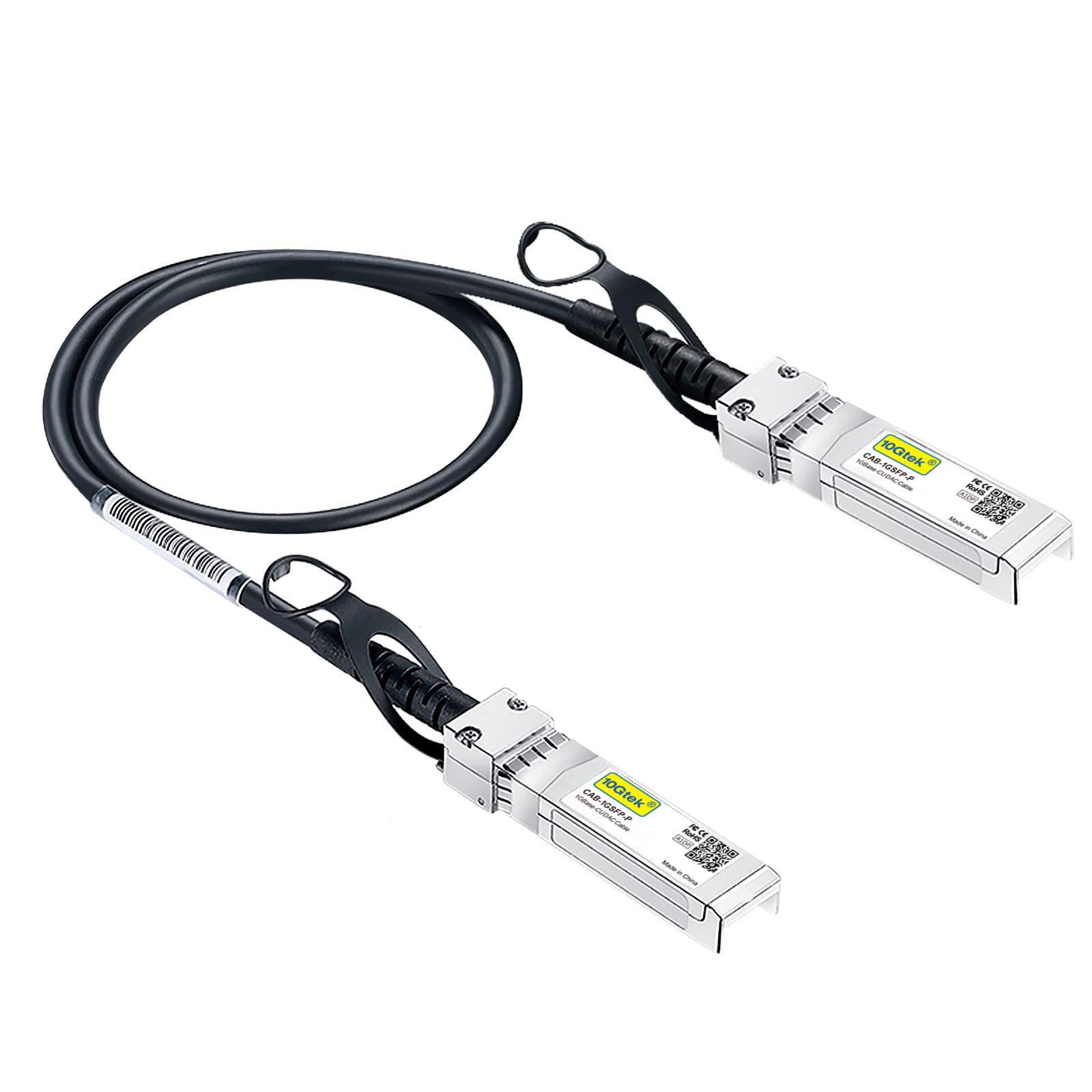 Photo 1 of 10Gtek 1.25G SFP DAC Twinax Cable - Gigabit Passive Direct Attach Copper Twinax SFP Cable for Cisco SFP-1GBASE-CU0.3M, Ubiquiti UniFi, Fortinet, Netgear, TP-Link and More, 0.3-Meter(0.98ft)