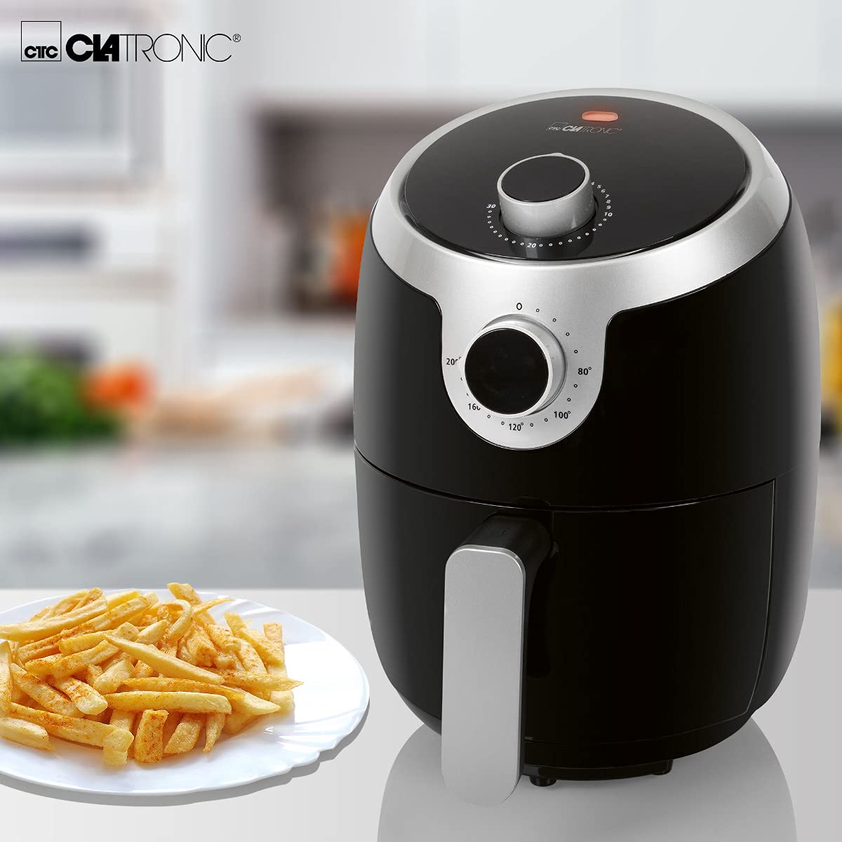 Clatronic Heißluftfritteuse mit 360° Air-Flow | Öl- und fettfreies Frittieren | Airfryer 80°C - 200°C | Heissluftfritteuse 2,5L | Air Fryer mit Abschaltautomatik & Überhitzungsschutz | FR 3816 H 7