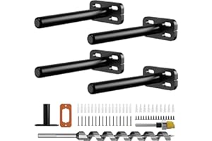 CRAFTERSPIRIT 4pcs Wall Shelf Brackets Heavy Duty Floating Shelf Bracket Hidden,Invisible Black Shelving Brackets Decorative Floating Shelf Hardware Heavy Duty,Metal Shelf Support Bracket(4"-4pcs)