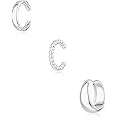 3PCS Ear Cuffs Non Piercing Earrings for Women - Chunky & Thin 14K Gold Plated Clip On Earrings Cartilage Cuff Set, Stackable Helix Conch Fake Piercing Jewelry