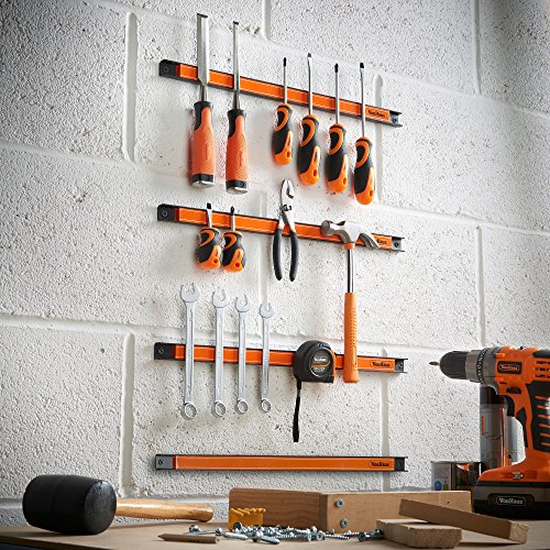 VonHaus 4 x 16" Piece Magnetic Tool Holder Organizer Racks Ideal for Garage and Workshops (Mounting Screws Included)