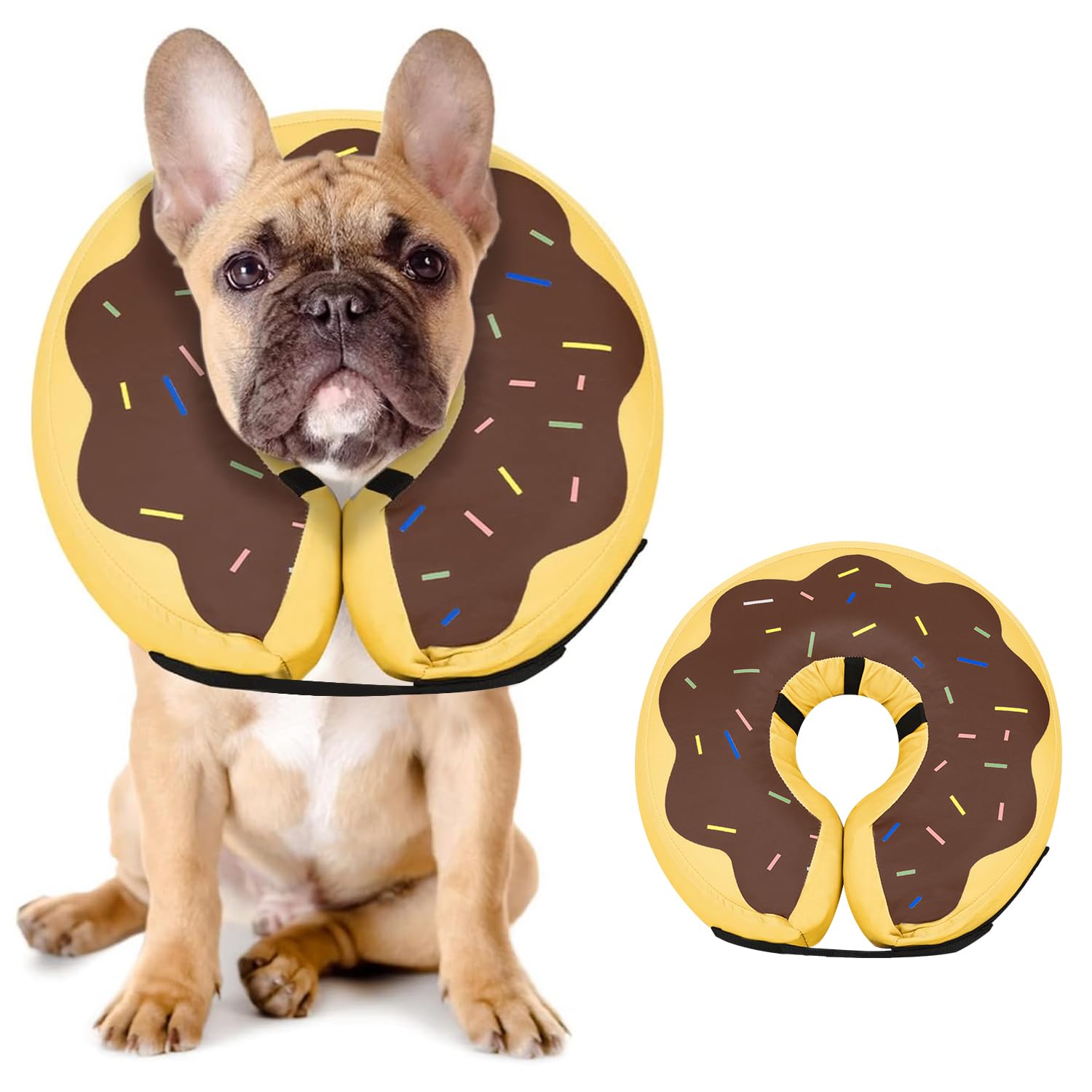 Photo 1 of Dog Cone Collar for Small Medium Large Dogs for After Surgery, Pet Inflatable Neck Donut Collar Soft Protective Recovery Cone for Dogs and Cats - Alternative E Collar Does not Block Vision - Brown,M