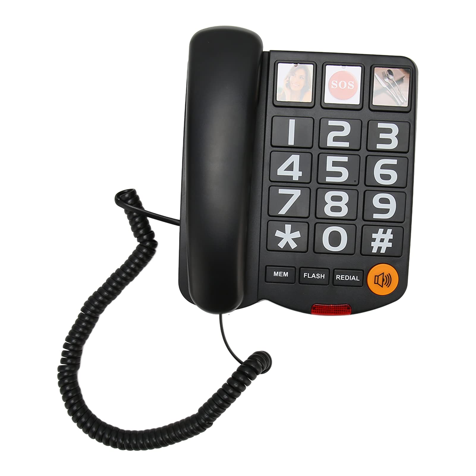 Big Button Phone for Seniors, Corded Landline Telephone, Extra Loud Ringer, SOS & Family Numbers, One-Touch Dialling for The Elderly with Alzheimer's Disease and Hearing