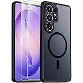 SPIDERCASE for Samsung Galaxy S26 Ultra Case,Magnetic with [2 PCS Tempered Glass Screen Protector] Upgraded [Full Camera Protection] Translucent Matte Anti-Scratched Slim Case for S26 Ultra,Black