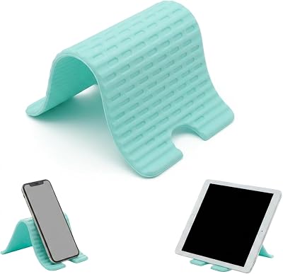 Faltbarer Telefonständer aus Silikon mit Ladeanschluss, mehrfach Verstellbarer Betrachtungswinkel, leichtes Design für Reisen, Büro und Zuhause (blau)