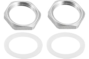 uxcell 2pcs Cast Pipe Fitting Hex Locknut with Washer 304 Stainless Steel Hex Lock Nut NPT 1/2" Female Thread for Plumbing Fixed, Water Broom and Undercarriage Cleaner, 0.94" OD