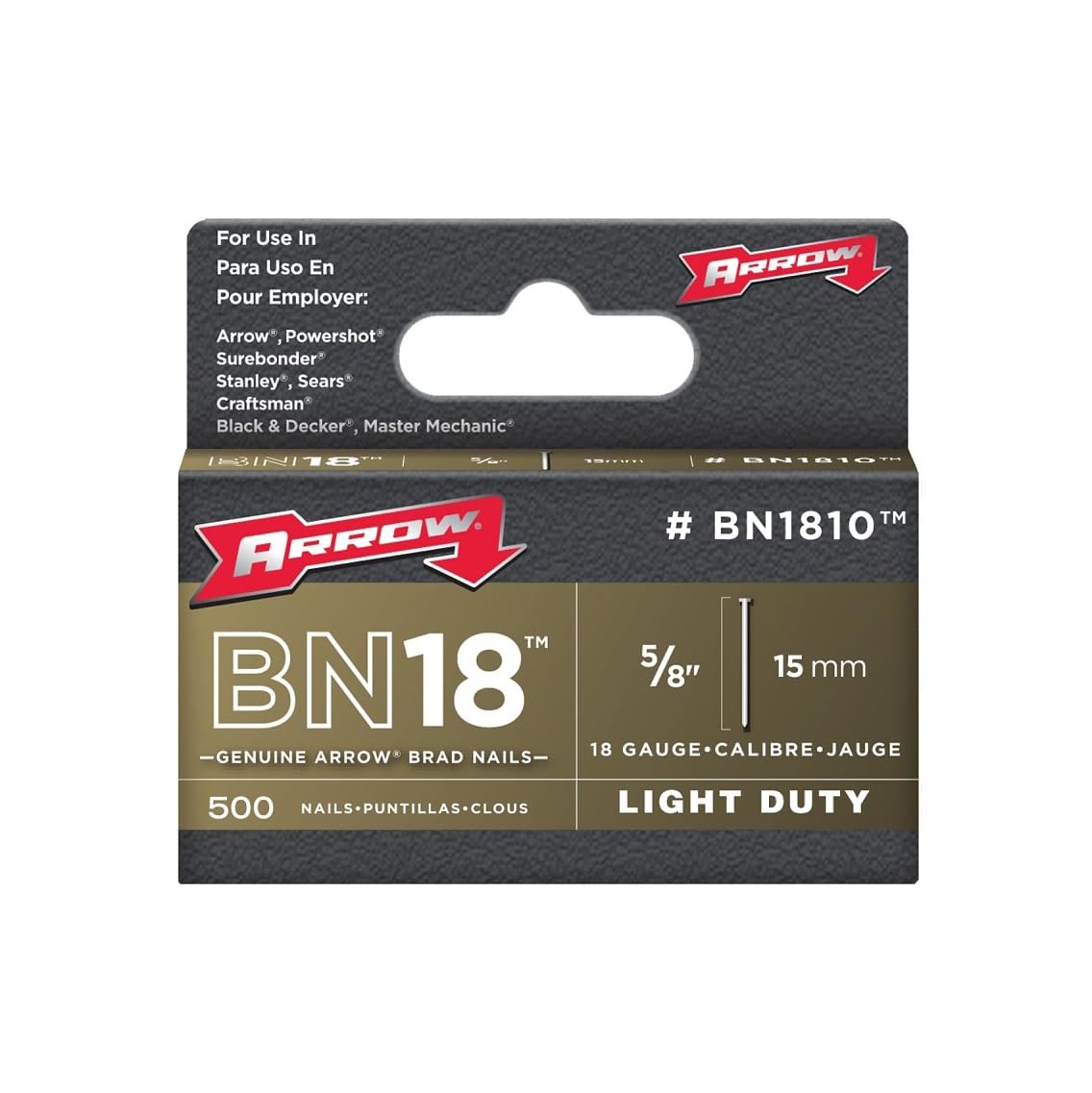 Arrow BN1810 BN Brad Nails, Pack of 1000,5/8 inch / 15 mm