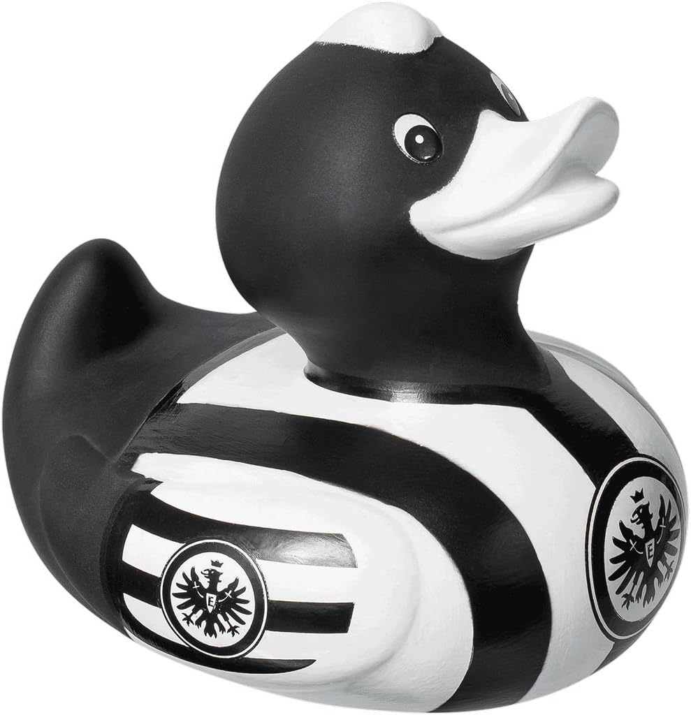 black and white rubber duck