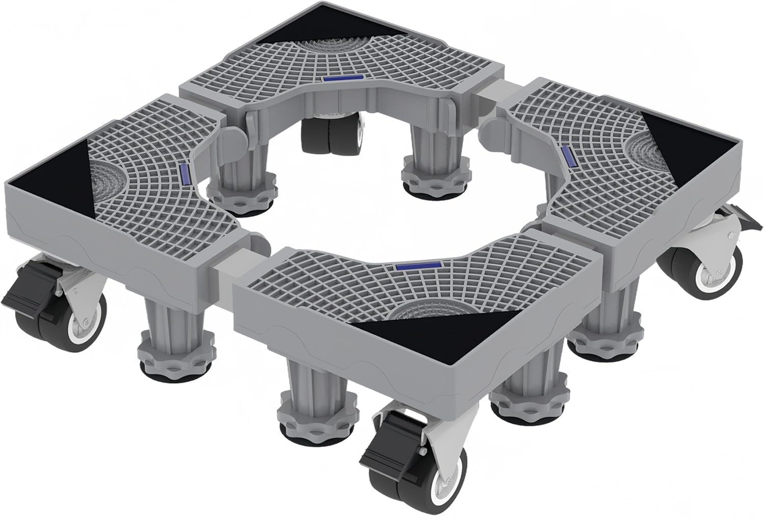 洗濯機 台 ねじ作業不要 冷蔵庫置き台 洗濯機パン 置き台洗濯パン ドラム式洗濯乾燥機 台 新8足8輪4パイプ キャスター付 防振パッド付き 長さ調節可能 高さ調節可能 360度回転 対応移動式 昇降可能 騒音対策 減音効果 耐荷重300KG 幅/奥行41~63cm商品画像