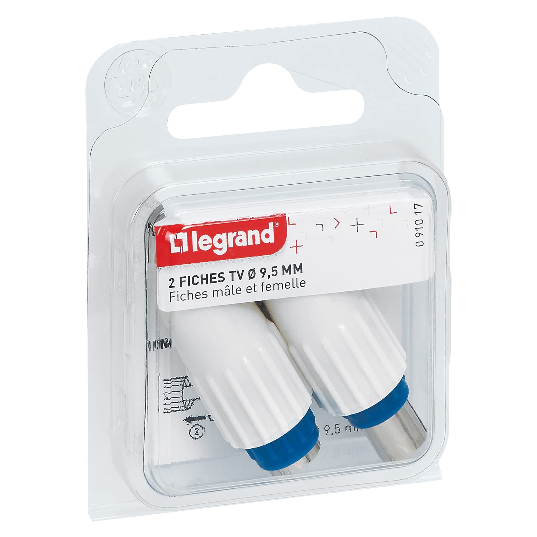 Legrand – Fiches TV Coaxiales Normalisées (2) – 1 Male + 1 Female ø9,52 mm Jacks