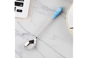 Floral Ceramic Handle Stainless Steel Stirring Spoon for Coffee, Milk, and Beverages, Elegant and Durable