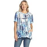 Jess & Jane Ocean Blue Patch Pocket Burnout Tunic Top