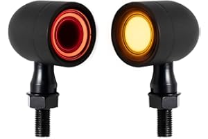 BOSYCY Motorcycle Turn Signals LED Front Lights 2 PCS, Vintage 41 LEDs Switchback White Amber Light for Running Turn Blinkers Universal Fit Scooter Suzuki Yamaha Honda Harley Dyna Bobber-Black