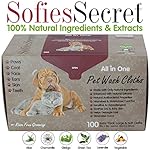 SofiesSecret Pet Wipes Dogs+Cats ALL PURPOSE, NEW PACK 100 Count, 100% Natural & Organic Extracts, Extra Thick, Ultra Soft, Extra Large, Hypoallergenic, Cruelty Free & Vegan