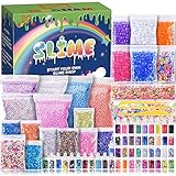 Slime Supplies Kit - Slime Stuff Charm Include Foam Balls, Fishbowl Beads, Glitter, Fruit Slices, Pearls, Slime Mylar Flake, Slime Containers for DIY Slime Making Kit, Girl Slime Party