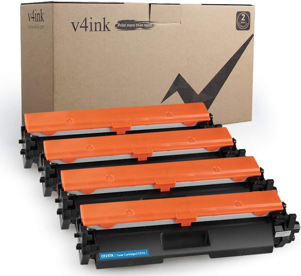 V4INK 4PK Compatible Toner Cartridge Replacement for HP 17A CF217A Toner Cartridge Black Ink for HP Laserjet Pro MFP M130fw M130nw M130fn M130a M102w M102a M130 M102 Printer