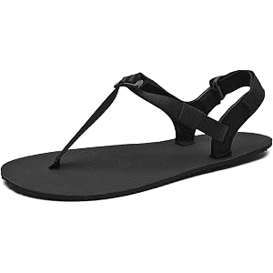 Ruvtrail Men's Wide Toe Box Barefoot Sandals, Black Minimalist Sandals