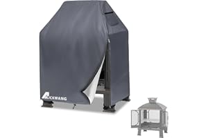 ALICKWANG Outdoor Fireplace Cover,Heavy Duty 600D Waterproof Wood Burning Fireplace Cover,Square Chiminea Fireplace Cover 32" L x 24" W x 45" H,Grey,only Cover
