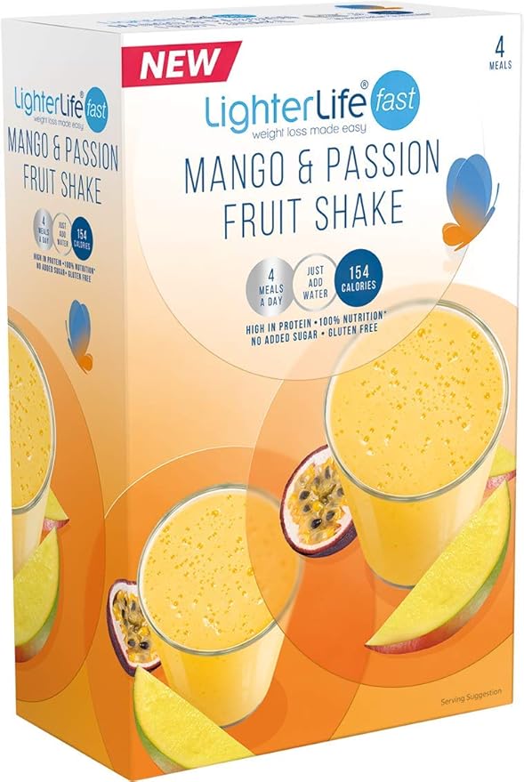 LighterLife Fast Mango & Passion Fruit Shake, Gluten Free, High Protein Powder Meal Replacement