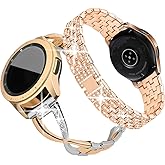 Supoix Compatible for Samsung Galaxy 7 6 5 4 40mm 44mm /Galaxy Watch FE 2024/Galaxy 3 41mm/Galaxy Watch 42mm/Active 2 Watch Band, 2 Pack 20mm Women Jewelry Bling Metal Strap (Rose Gold&Silver) (NOT FOR G8)