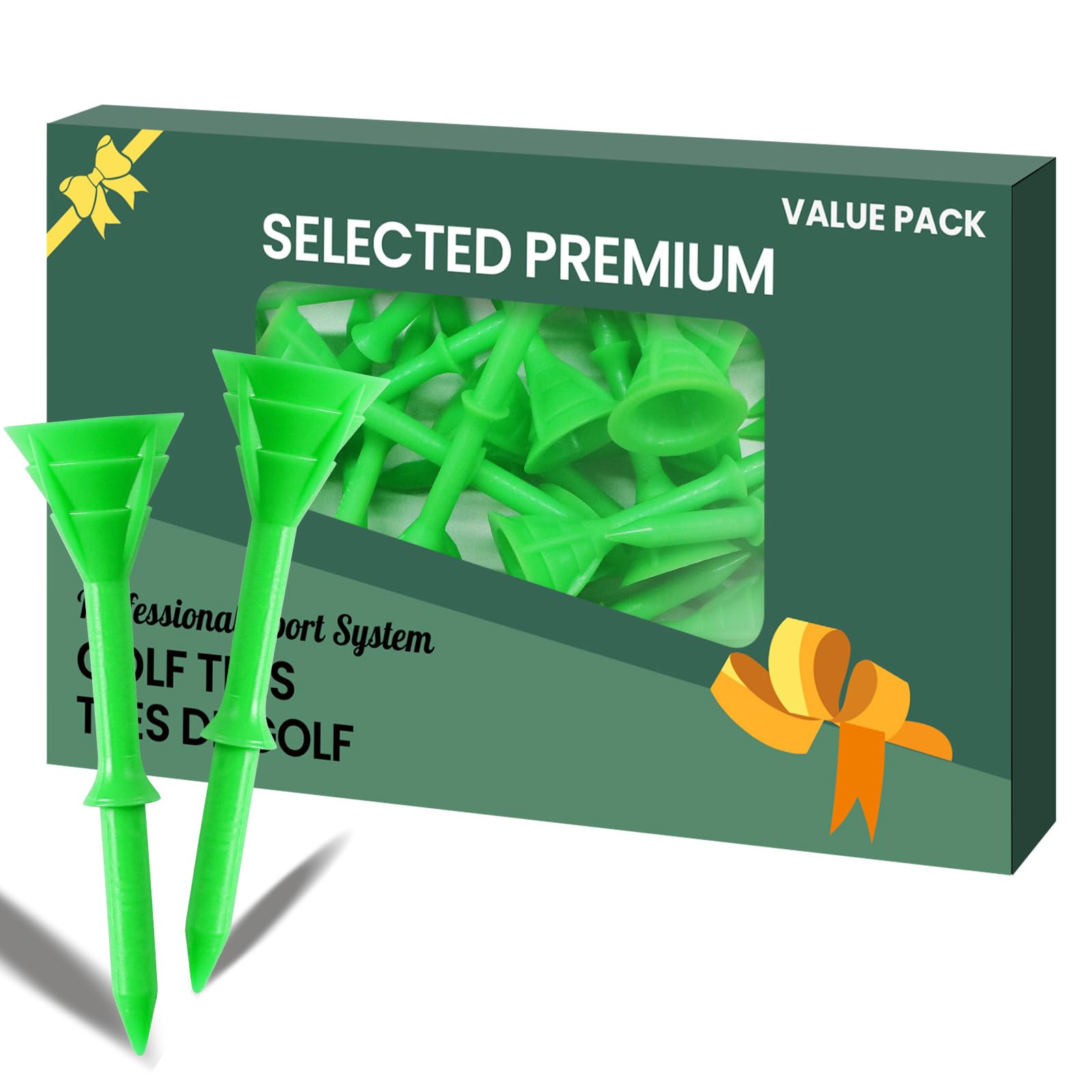 AXKAL Golf Tees Plastic 3 1/4’’ 83mm Unbreakable Double-Layer Low Resistance Flexible Value 30 Pack, Golf Tee Spikes for Court Outdoor Sports (Aqua, 30 Pack-3 1/4'')