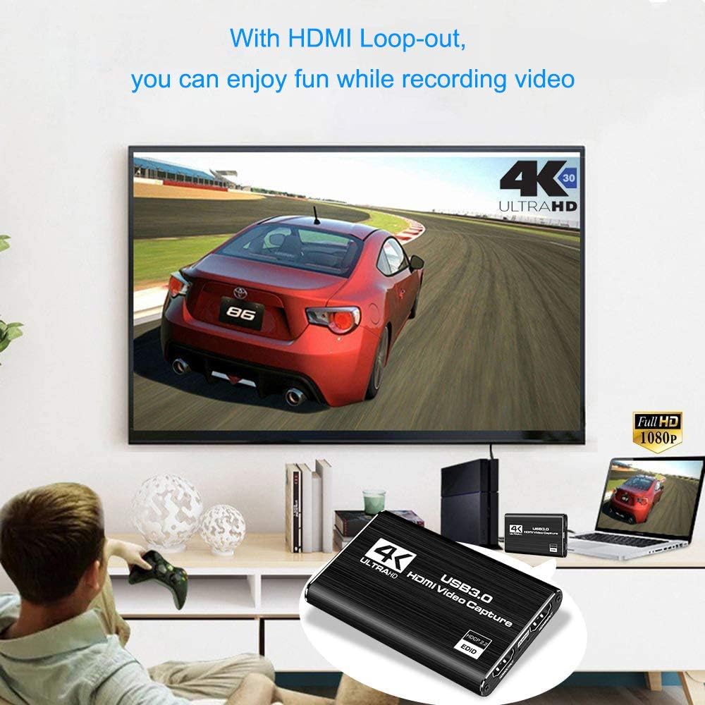 LEADNOVO Audio Video Capture Card, HDMI USB3.0 4K 1080P 60fps Reliable Portable Video Converter for Game Streaming Live Broadcasts Video Recording(Black): Computers & Accessories
