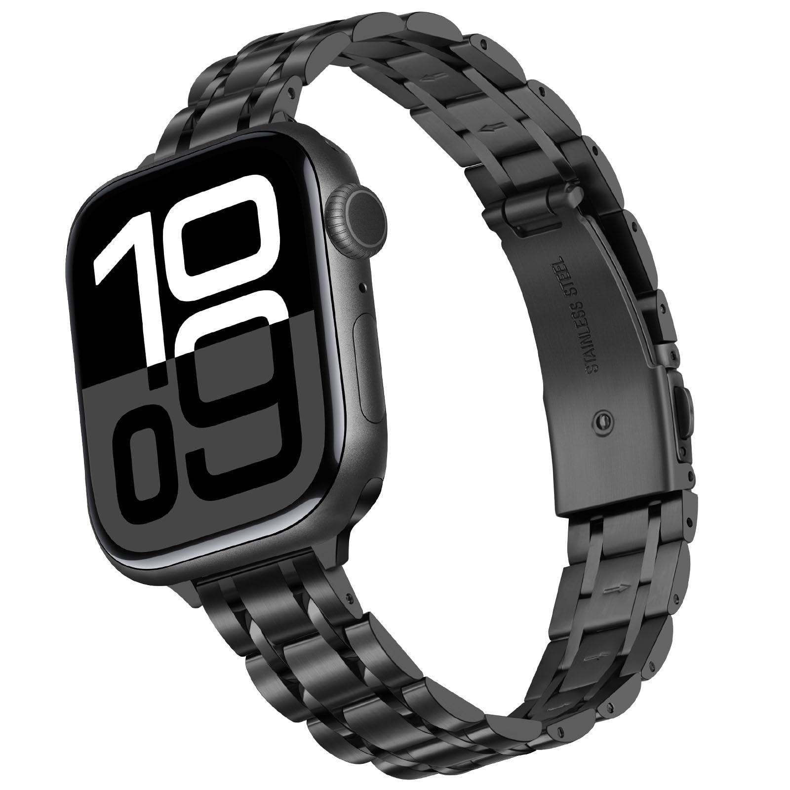 Photo 1 of HITZEE Thin Metal Bands Compatible with Apple Watch Band 42mm 41mm 40mm 38mm, Slim Stainless Steel Band Strap for Women Compatible for iWatch Series 10 9 8 7 SE 6 5 4 3 2 1, Black