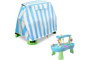LANOVAGEAR Kids Water Table Cover Fit Step2 Rain Showers Splash Pond Water Table, Step 2 Water Table Accessories Waterproof Dust Proof Anti-UV Cover -Cover Only(Blue-White, 41''Wx25''Dx33''H)