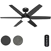 Hunter Fan 52 inch Black Indoor Ceiling Fan with Light and Remote for Bedroom, Living Room/Family Room, Dining Room, Kitchen,