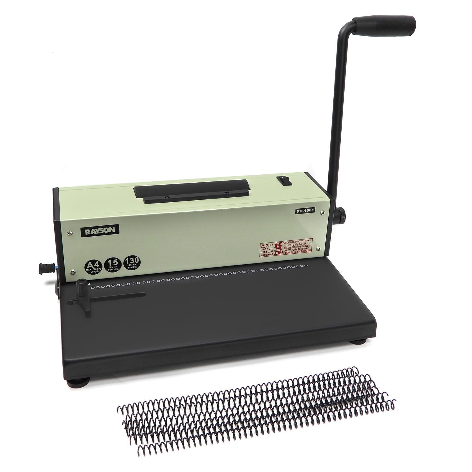 RAYSON Coil Binding Machine, 46-Hole, 4:1 Pitch, with Electric Coil Inserter, A4, PD-1501